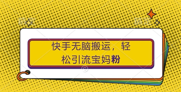 快手无脑搬运，轻松引流宝妈粉，纯小白轻松上手【揭秘】-皮皮网创