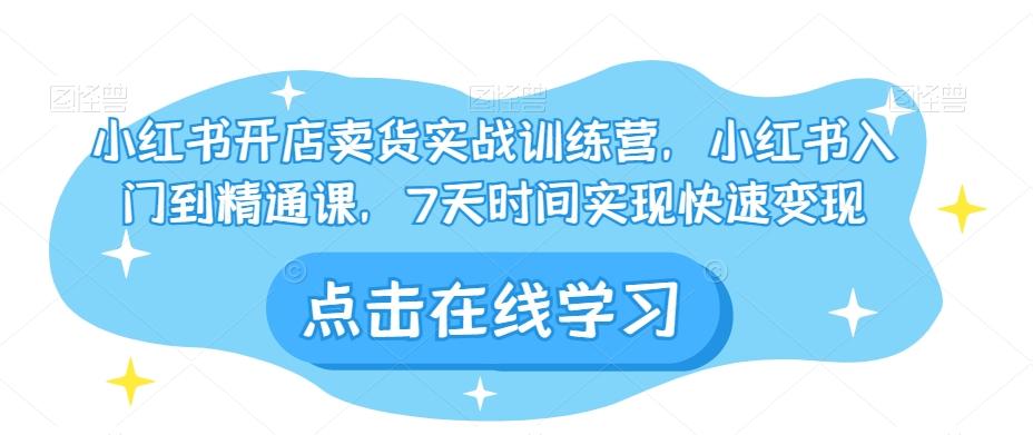 小红书开店卖货实战训练营，小红书入门到精通课，7天时间实现快速变现-皮皮网创