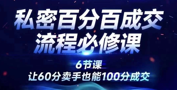 私密百分百成交流程线上训练营，绝对成交，让60分卖手也能100分成交-皮皮网创