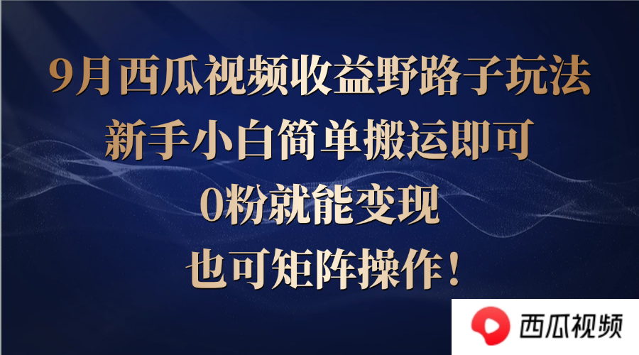 西瓜视频收益野路子玩法，新手小白简单搬运即可，0粉就能变现，也可矩…-皮皮网创