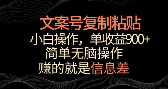 文案号掘金，简单复制粘贴，小白操作，单作品收益900+【揭秘】-皮皮网创