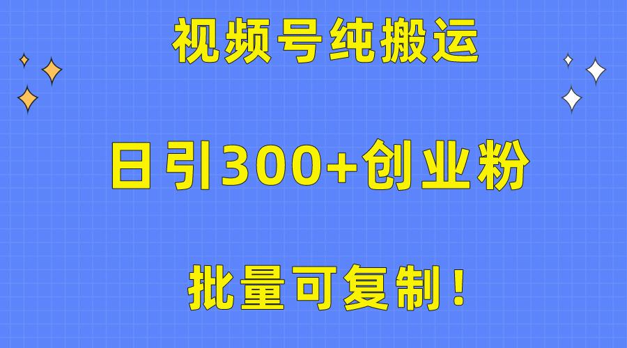 批量可复制！视频号纯搬运日引300+创业粉教程！-皮皮网创