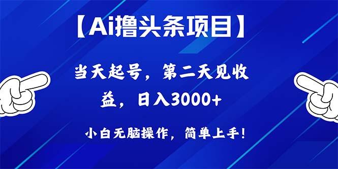 Ai撸头条，当天起号，第二天见收益，日入3000+-皮皮网创