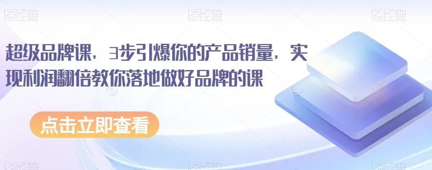 超级品牌课，3步引爆你的产品销量，实现利润翻倍教你落地做好品牌的课-皮皮网创