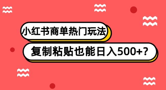 小红书商单热门玩法，复制粘贴也能日入500+-皮皮网创