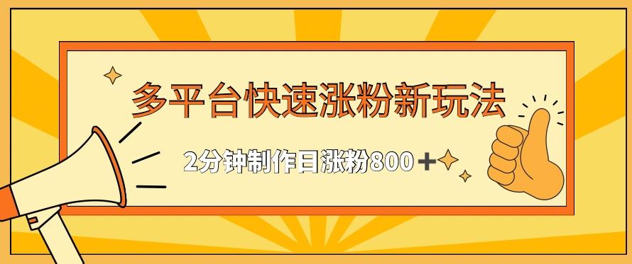 多平台快速涨粉最新玩法，2分钟制作，日涨粉800+【揭秘】-皮皮网创