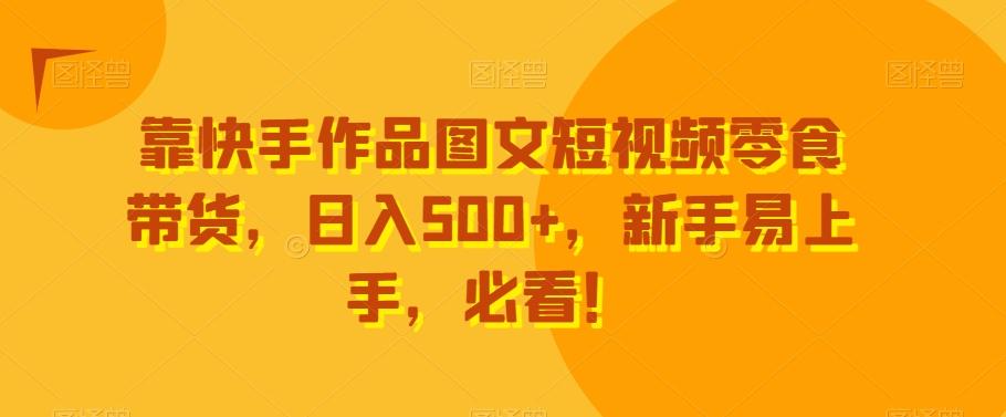 靠快手作品图文短视频零食带货，日入500+，新手易上手，必看！-皮皮网创