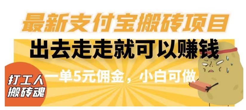 闲得无聊出去走走就可以赚钱，最新支付宝搬砖项目，一单5元佣金，小白可做【揭秘】-皮皮网创