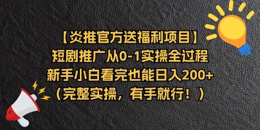 【炎推官方送福利项目】短剧推广从0-1实操全过程，新手小白看完也能日…-皮皮网创