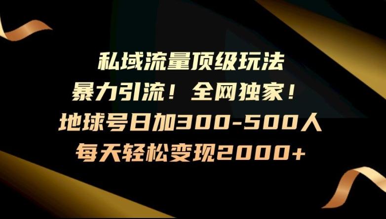 暴力引流，全网独家，地球号日加300-500人，私域流量顶级玩法，每天轻松变现2000+-皮皮网创