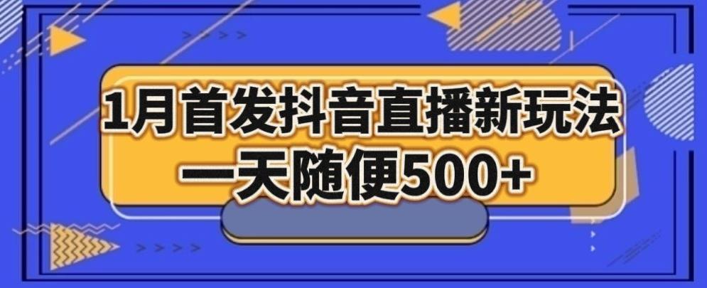 1月手法，抖音直播最新玩法，一天随便500+-皮皮网创