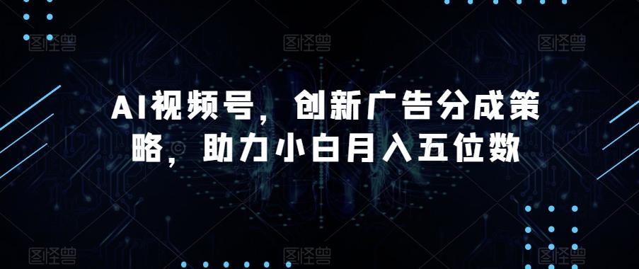 AI视频号，创新广告分成策略，助力小白月入五位数【揭秘】-皮皮网创