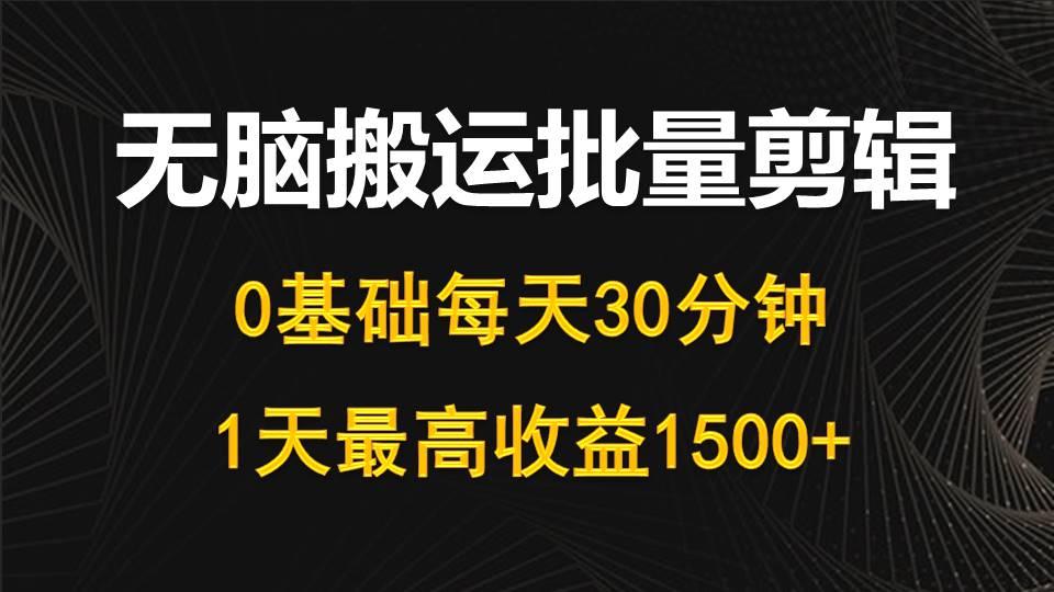 (10008期)每天30分钟，0基础无脑搬运批量剪辑，1天最高收益1500+-皮皮网创