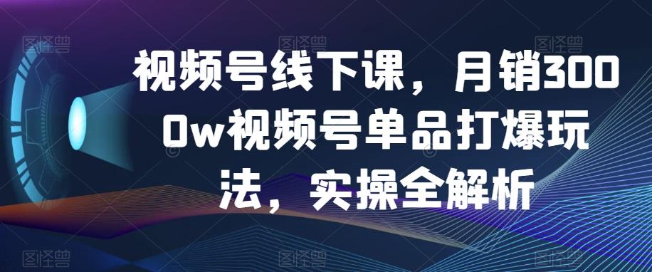 视频号线下课，月销3000w视频号单品打爆玩法，实操全解析-皮皮网创