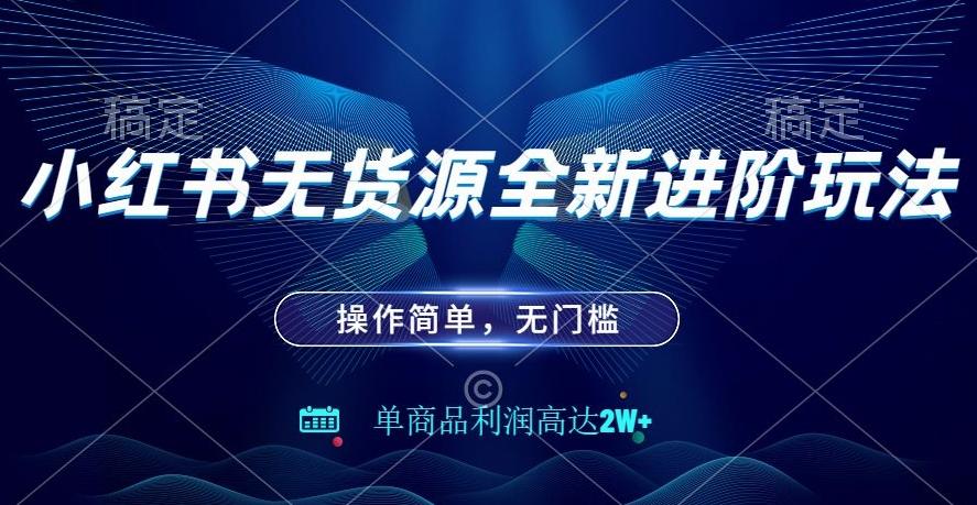 小红书无货源全新进阶玩法，操作简单，单商品利润高达2W+-皮皮网创