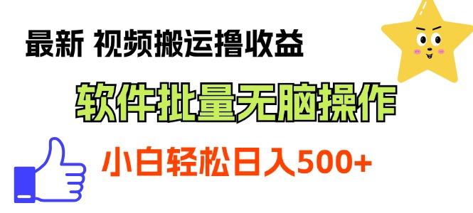 最新视频搬运撸收益，软件无脑批量操作，新手小白轻松上手-皮皮网创