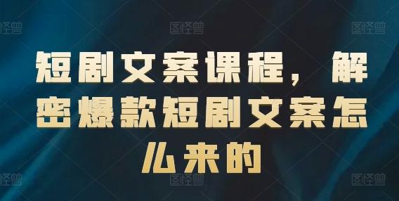 短剧文案课程，解密爆款短剧文案怎么来的-皮皮网创