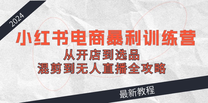 2024小红书电商暴利训练营：从开店到选品，混剪到无人直播全攻略-皮皮网创