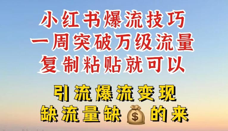 小红书爆流技巧，一周突破万级流量，复制粘贴就可以，引流爆流变现【揭秘】-皮皮网创