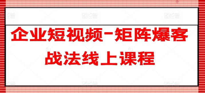 企业短视频-矩阵爆客战法线上课程-皮皮网创