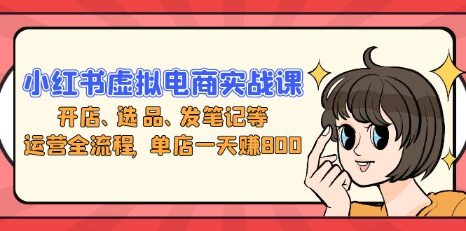 小红书虚拟电商实战课：开店、选品、发笔记等运营全流程，单店一天赚800-皮皮网创