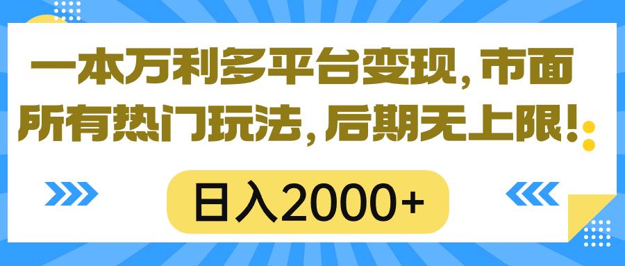 一本万利多平台变现，市面所有热门玩法，日入2000+，后期无上限！-皮皮网创