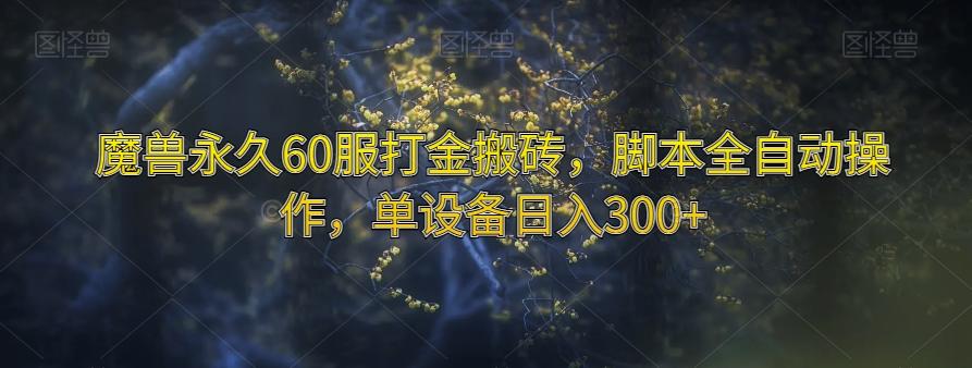 魔兽永久60服打金搬砖，脚本全自动操作，单设备日入300+【揭秘】-皮皮网创