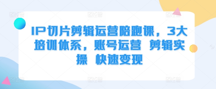 IP切片剪辑运营陪跑课，3大培训体系，账号运营 剪辑实操 快速变现-皮皮网创