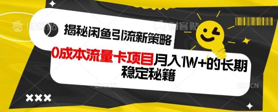 揭秘闲鱼引流新策略：0成本流量卡项目，月入1W+的长期稳定秘籍-皮皮网创