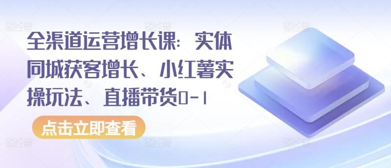 全渠道运营增长课：实体同城获客增长、小红薯实操玩法、直播带货0-1-皮皮网创
