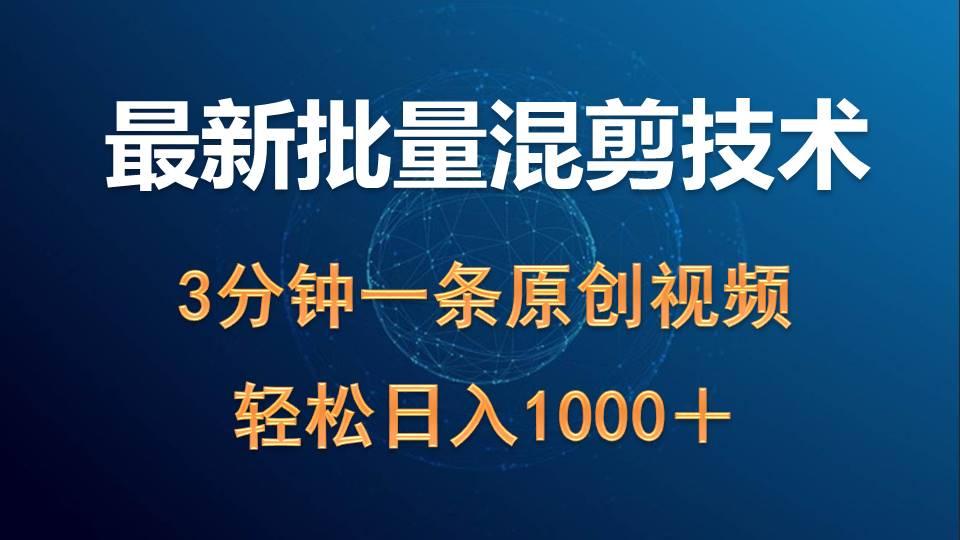 (9982期)最新批量混剪技术撸收益热门领域玩法，3分钟一条原创视频，轻松日入1000＋-皮皮网创