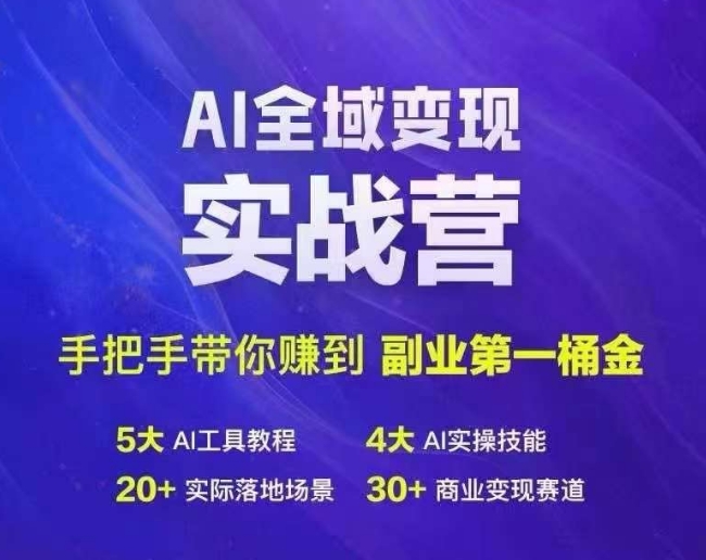 Ai全域变现实战营，手把手带你赚到副业第1桶金-皮皮网创