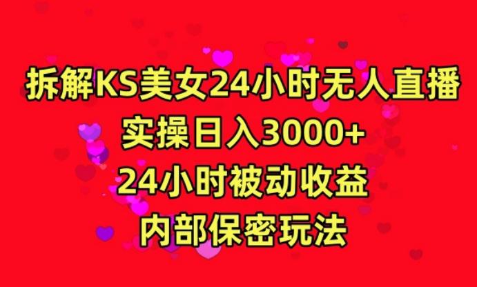 利用快手24小时无人美女直播，实操日入3000，24小时被动收益，内部保密玩法【揭秘】-皮皮网创