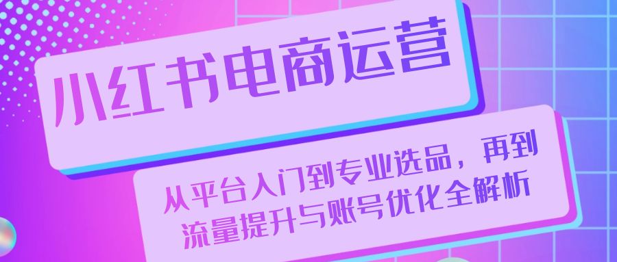 小红书电商运营：从平台入门到专业选品，再到流量提升与账号优化全解析-皮皮网创