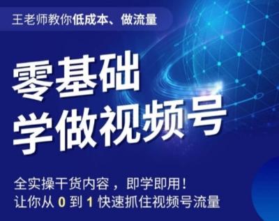 王老师教你低成本、做流量，零基础学做视频号，0-1快速抓住视频号流量-皮皮网创