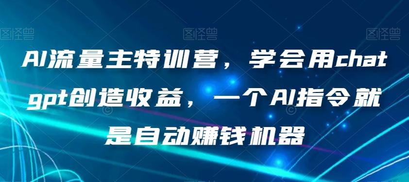 AI流量主特训营，学会用chatgpt创造收益，一个AI指令就是自动赚钱机器-皮皮网创
