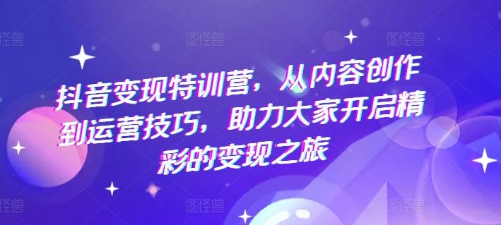 抖音变现特训营，从内容创作到运营技巧，助力大家开启精彩的变现之旅-皮皮网创