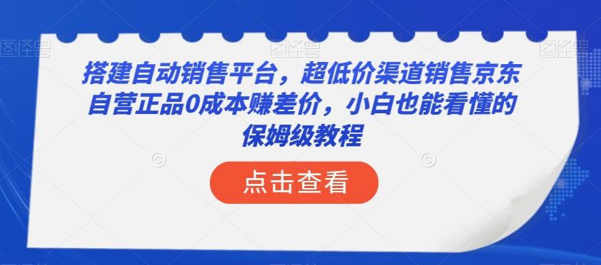 搭建自动销售平台，超低价渠道销售京东自营正品0成本赚差价，小白也能看懂的保姆级教程【揭秘】-皮皮网创