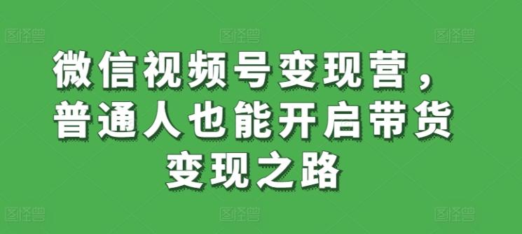 微信视频号变现营，普通人也能开启带货变现之路-皮皮网创