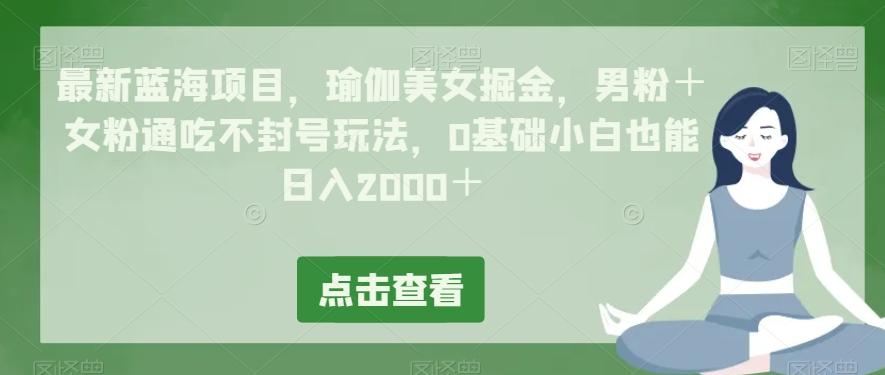 最新蓝海项目，瑜伽美女掘金，男粉＋女粉通吃不封号玩法，0基础小白也能日入2000＋-皮皮网创