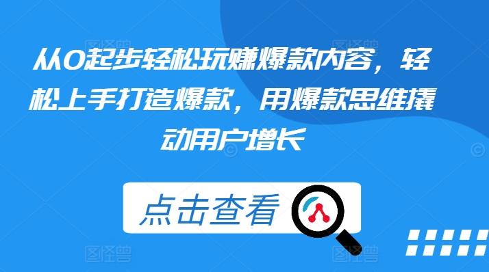 从0起步轻松玩赚爆款内容，轻松上手打造爆款，用爆款思维撬动用户增长-皮皮网创