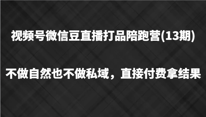 视频号微信豆直播打品陪跑(13期)，不做不自然流不做私域，直接付费拿结果-皮皮网创