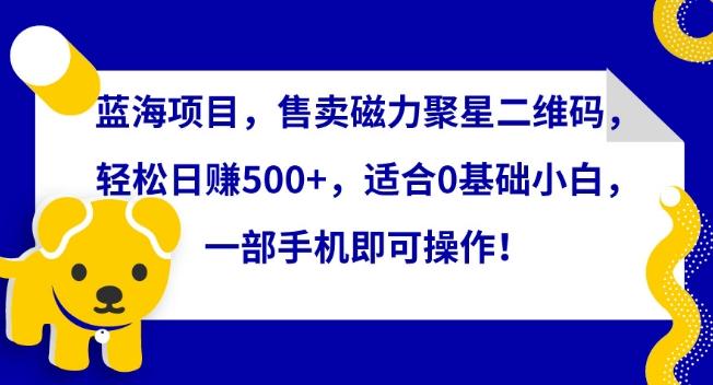 蓝海项目，售卖磁力聚星二维码，轻松日赚500+，适合0基础小白，一部手机即可操作【揭秘】-皮皮网创