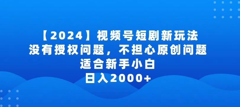 2024视频号短剧玩法，没有授权问题，不担心原创问题，适合新手小白，日入2000+【揭秘】-皮皮网创