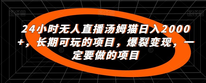 24小时无人直播汤姆猫日入2000+，长期可玩的项目，爆裂变现，一定要做的项目【揭秘】-皮皮网创