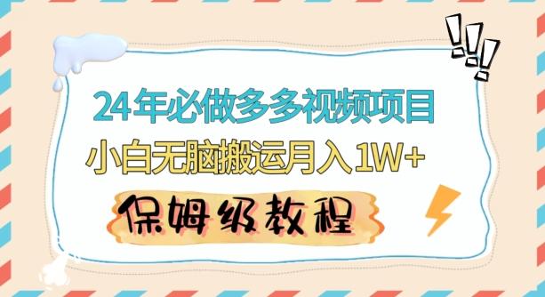 人人都能操作的蓝海多多视频带货项目，小白无脑搬运月入10000+【揭秘】-皮皮网创