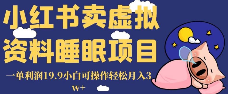 小红书卖虚拟资料睡眠项目，一单利润19.9小白可操作轻松月入3w+【揭秘】-皮皮网创