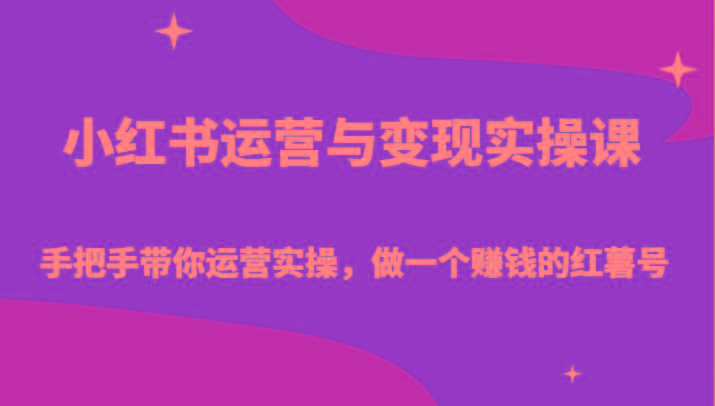 小红书运营与变现实操课-手把手带你运营实操，做一个赚钱的红薯号-皮皮网创