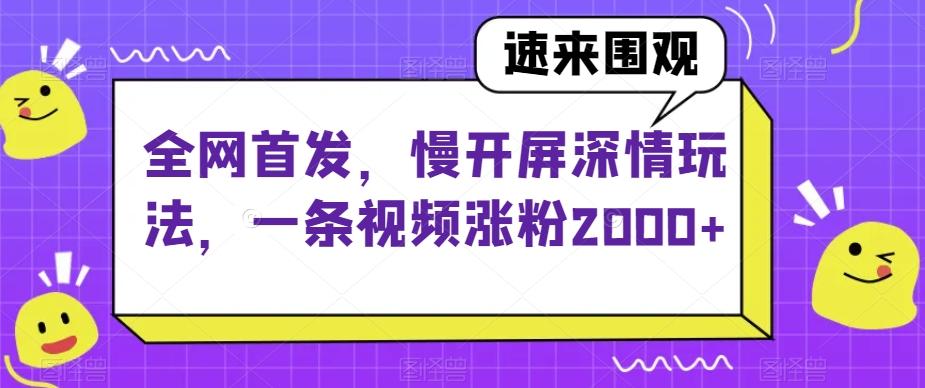 全网首发，慢开屏深情玩法，一条视频涨粉2000+【揭秘】-皮皮网创