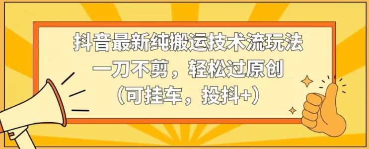 抖音最新纯搬运技术流玩法，一刀不剪，轻松过原创(可挂车，投抖+)【揭秘】-皮皮网创